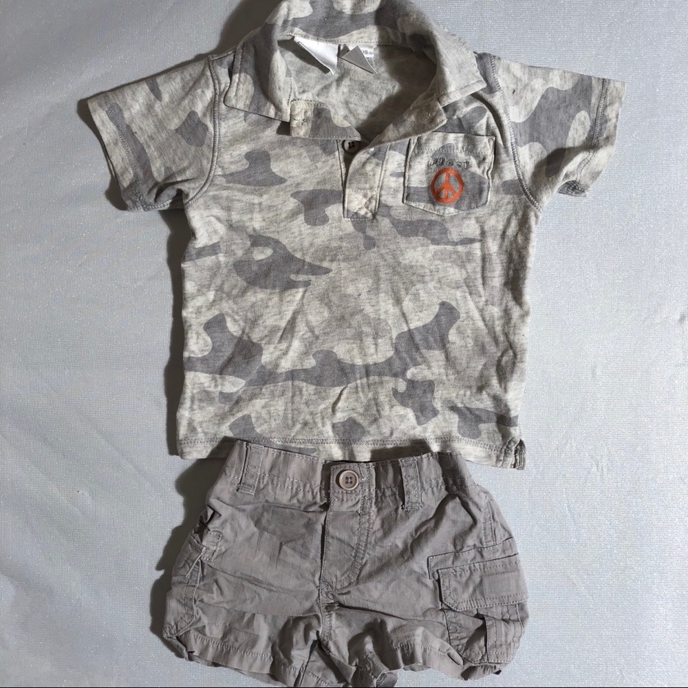 Miniwear gray peace shirt and shorts matching set